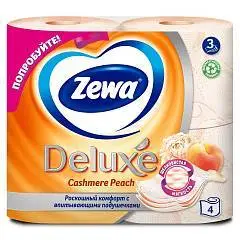 Туалетная бумага Zewa Deluxe Персик, 3 сл, 4 рул, фото №1