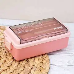 Ланчбокс "Life every day", pink (ложка+вилка), фото №1