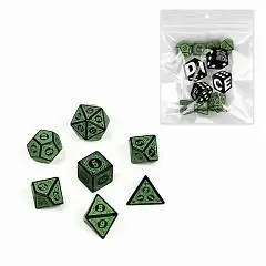 Набор кубиков D&D (Dungeons and Dragons, ДнД) 7 шт зеленые, фото №1