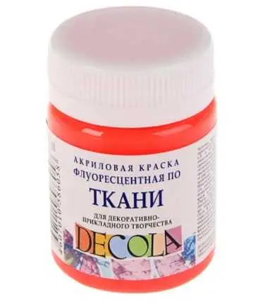 Краски по ткани "Декола" флуоресц 50 мл Красная акрил, фото №1