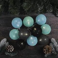 Гирлянда светодиодная нить Шар микс-1, 10л, 2м на бат., т/белый, фото №1