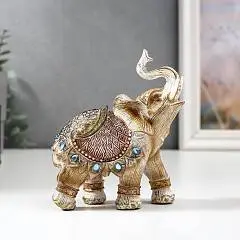 Фигурка Слон в попоне с сапфирами под дерево полистоун, фото №1