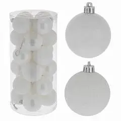 Набор шаров  "Нежное сияние" из 24 шт, D 6 см белый, фото №1