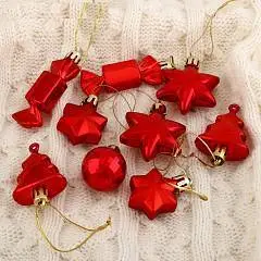 Набор украшений пластик 10 шт "Санда" красный, фото №1