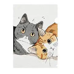 Папка на кнопке А4 "Два кота" пластик 1 отд, фото №1