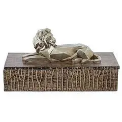 Шкатулка "Лев", L28 W11 H15 см, полистоун, фото №1