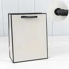 Сумка подарочная "Рамка узкая" Белый/Чёрный 18*23*10см, фото №1