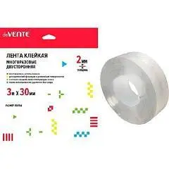 Лента двустор многоразовая NANO TAPE 30мм*3м*2мм прозр, фото №1
