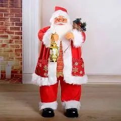 Дед Мороз"Красная шубка,в очках,с фонариком"двиг,с подсвет,70см, фото №1