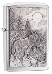 Зажигалка ZIPPO Timberwolves Brushed Chrome серебристая матовая, фото №1
