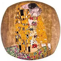 Тарелка квадратная "Поцелуй" (Г. Климт) 26см золот, фото №1