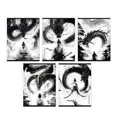 Тетрадь 48л КЛЕТКА "ДРАКОН И САМУРАЙ" ТВИН-лак, фото №1