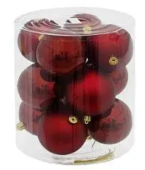 Набор шаров елочных пластик 12 шт 8 см красн, фото №1