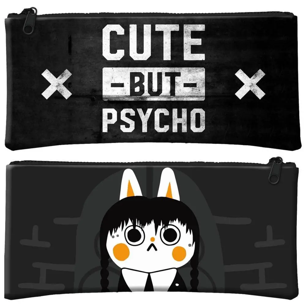 Пенал с двусторонним рисунком "Cute but Psycho" 22х11см, фото №1