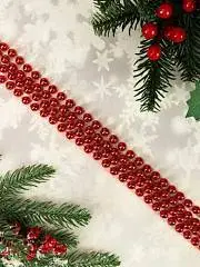 Бусы на ёлку Яркий праздник,  d 1 см, длина 1,8 м, красные, фото №1