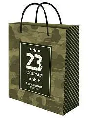 Сумка подарочная "Праздник милитари" 23 февраля 26,4х32,7x8 см, фото №1