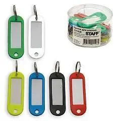 Бирки для ключей КОМПЛЕКТ 12 шт., длина 58 мм, окно 35х15мм, асс, фото №1