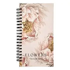 Блокнот А6+ 100л "Пионы", персиковый 94х174 мм, тв.обл, спираль, фото №1