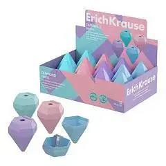 Точилка пластиковая EK Бриллиант, Пастель, с контейнером, ассорти, фото №1