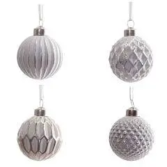 Шар елочный стекло  L6 W6 H8 см, белый, фото №1