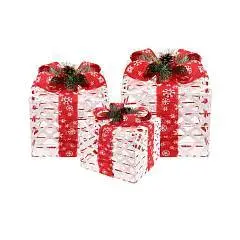 Свет.фигура Подарок,снежинки на красн.ленте,26 см, фото №1