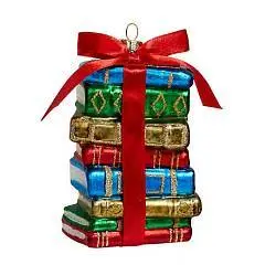 Украшение елочное Связка книг (стекло) 7,5х5х12,5 см, фото №1