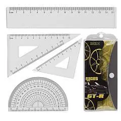 Набор чертежный Races 4пр линейка 15см+2 треуг+трансп, фото №1