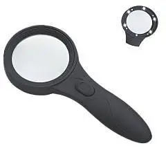 Лупа 5х кратная с подсветкой белая/черная, фото №1