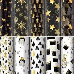 Бумага упаковочная НГ "Black.Gold.White" в рулоне 70*100см, фото №1