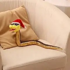 Игрушка мягкая«Змея» в новогоднем колпаке 71см цвет золотой, фото №1