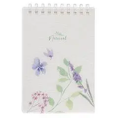 Блокнот А6 80л кл "NATURAL BLUE FLOWERS" пласт обл, спираль, фото №1