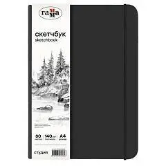 Скетчбук А4 80л Гамма "Студия" черный тв обл 140г, фото №1