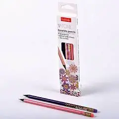 Карандаш чернографитный Hatber "V-tone" HB, с ластиком, фото №1