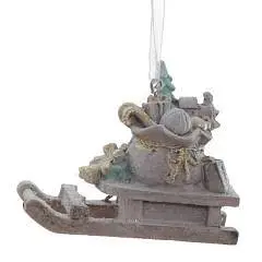 Украшение елочное "Сани", L7 W2,5 H5 см полирез, фото №1