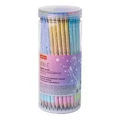 Карандаш чернографитный Hatber "Sense" круглый, ластик, ассорти, фото №1