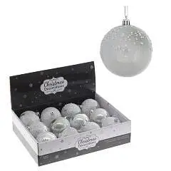 Шар елочный пластик 8см Серебро, стразы, фото №1