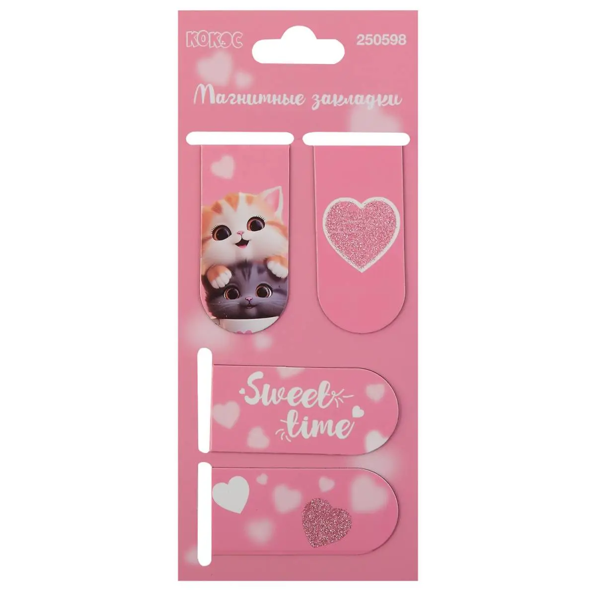 Закладка магнитная "Cute cats" 4шт 25*55мм, фото №1