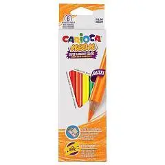 Карандаши цветные неоновые Carioca 6цв утолщ трехгран заточ, фото №1