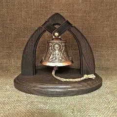 Колокол Ангел Хранитель и Аист на подставке малый бронза, фото №1