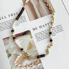 Колье (культив. жемчуг, тигровый глаз), фото №1