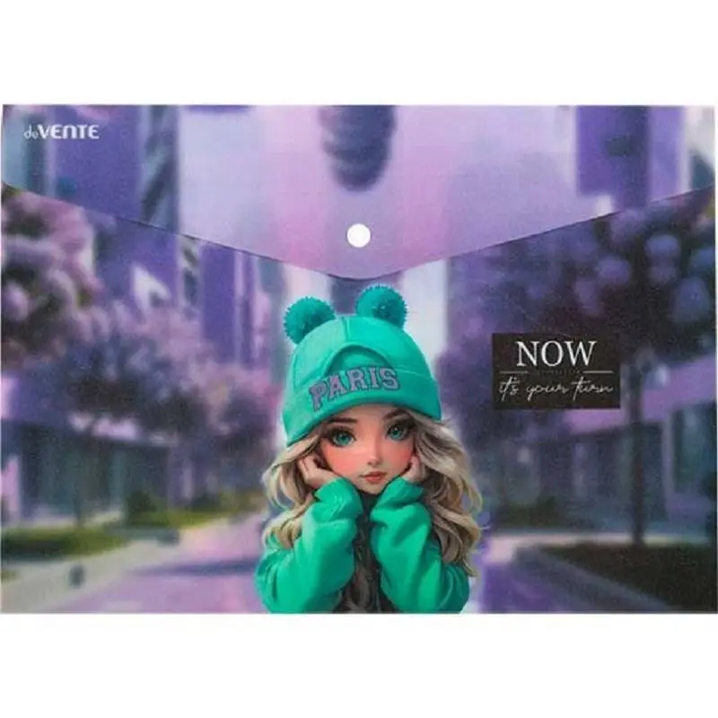 Папка-конверт на кнопке "deVENTE. Paris Girl" A4, 180 мкм, фото №1