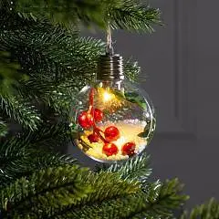 Ёлочный шар «Ягоды»,  1 LED, свечение тёплое белое, фото №1