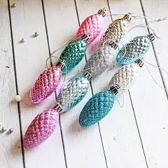 Набор елочных украшений "Шишка-морозн нежность" 10шт 5см пластик, фото №1