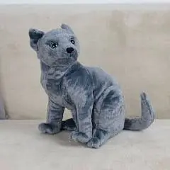 Игрушка мягкая Кошка серая натур 29см, фото №1