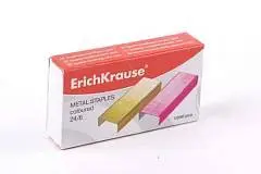 Скобы №24/6 Еrich Кrause 1000шт/уп., цветные, фото №1