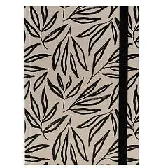 Записная книжка А5 "ЧЁРНЫЕ ЛИСТЬЯ НА СВЕТЛОМ" резинка,бл в точку, фото №1