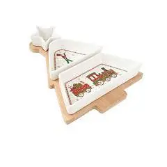 Набор д/закуски ёлочка 3 блюда на подставке"Полярный экспресс", фото №1