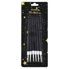 Набор Свечи для торта Блеск черные 12,5см 6шт, фото №1