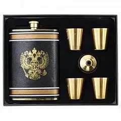 Набор, фляжка 250 мл, 4 стопки 50 мл, воронка, L21,5 W17 H4 см, фото №1
