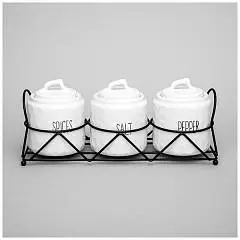 Набор банок д/сыпучих продуктов"KITCHEN"на подставке 3шт 9х11см, фото №1